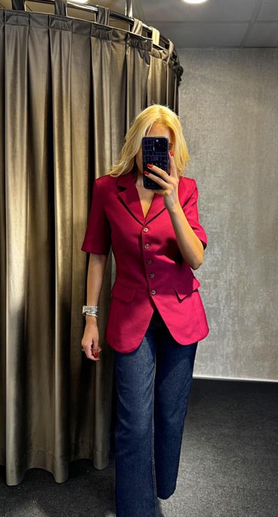 BELDEN OTURTMALI KISA KOLLU BLAZER BORDO