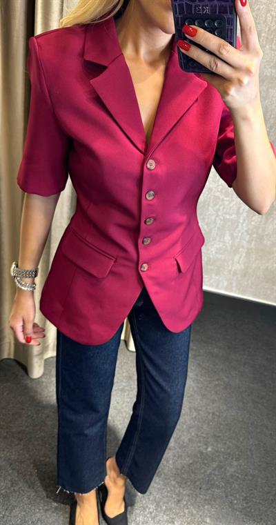 BELDEN OTURTMALI KISA KOLLU BLAZER BORDO
