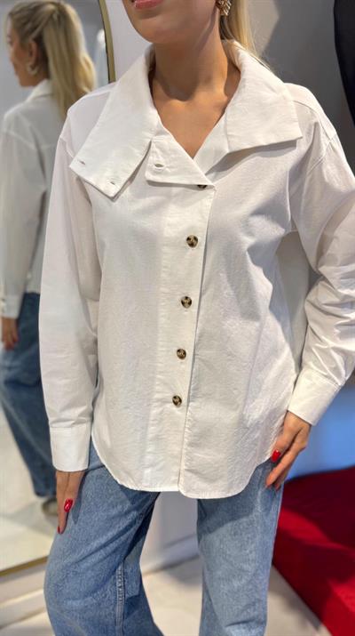 BEYAZ DİK YAKA PREMİUM GÖMLEK