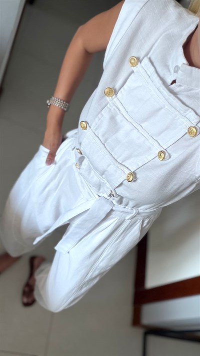 BEYAZ GOLD DÜĞMELİ TASARIM TULUM