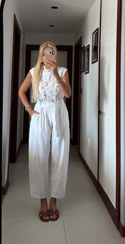 BEYAZ GOLD DÜĞMELİ TASARIM TULUM