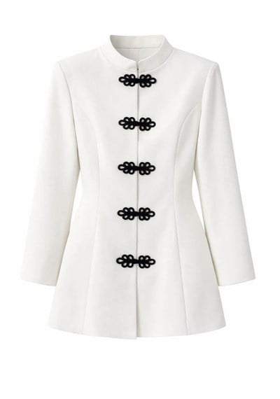 BEYAZ NAPOLYON NAKIŞ DÜĞMELİ BLAZER CEKET