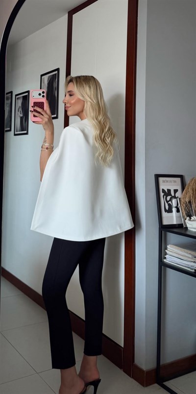 BEYAZ TASARIM PREMİUM PELERİN CEKET