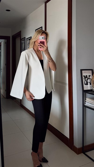 BEYAZ TASARIM PREMİUM PELERİN CEKET