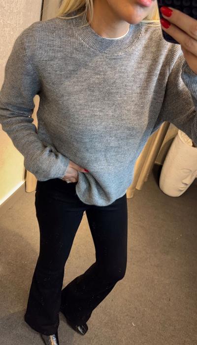 BİSİKLET YAKA DÜZ KAZAK GRİ