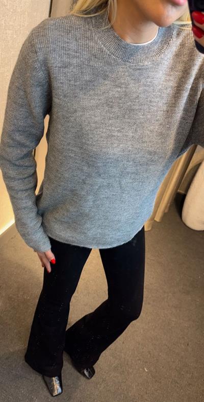 BİSİKLET YAKA DÜZ KAZAK GRİ