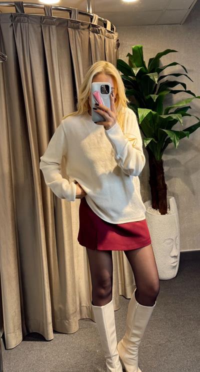 BİSİKLET YAKA DÜZ KAZAK VANİLYA