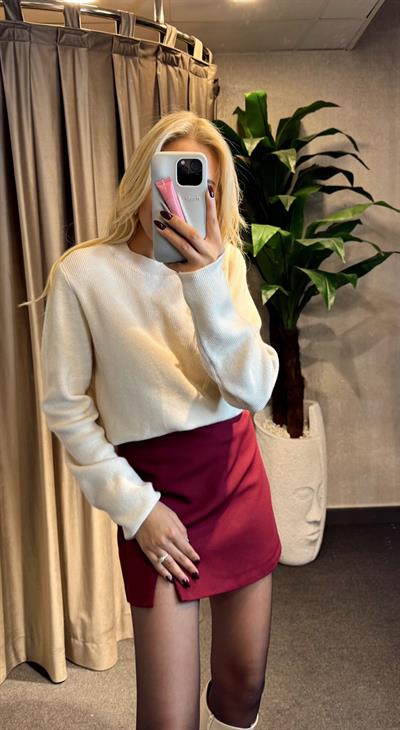 BİSİKLET YAKA DÜZ KAZAK VANİLYA