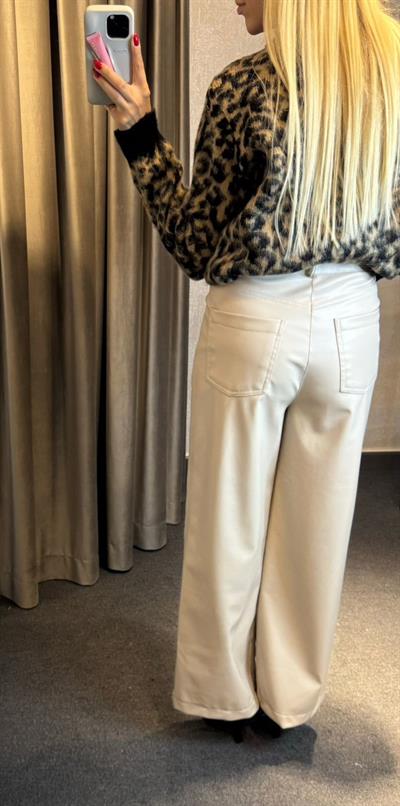 BOL PAÇA DERİ PANTOLON BEJ