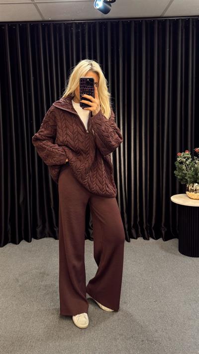 BOL PAÇA TRİKO PANTOLON AÇIK BORDO