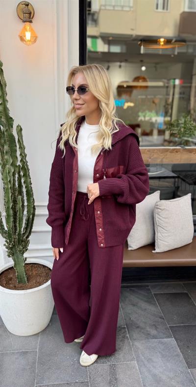 BORDO ÇIT ÇIT DETAYLI TRİKO TAKIM