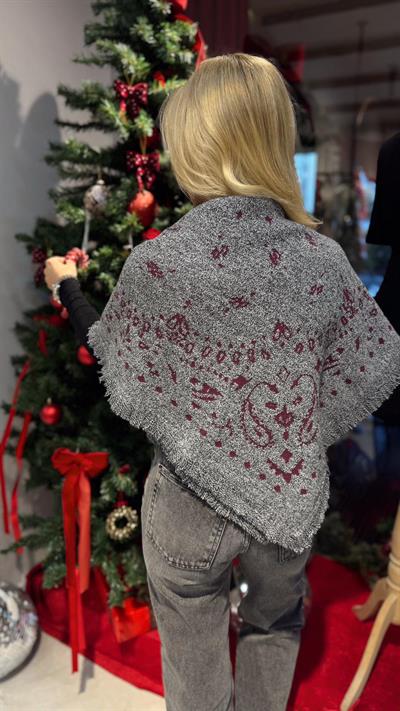 BORDO GRİ DESENLİ TRİKO ŞAL