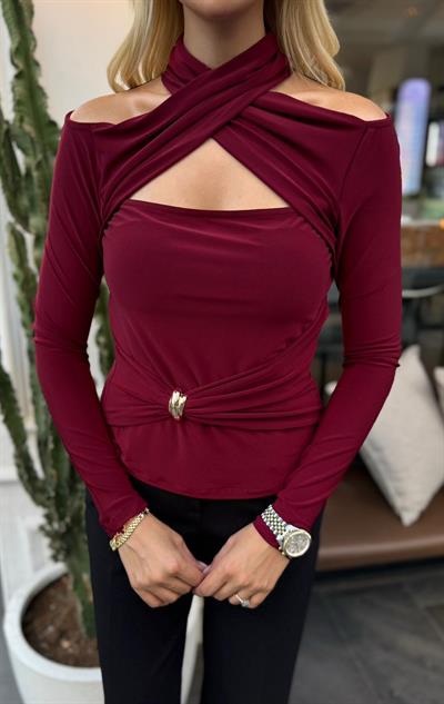 BORDO HADLEY TASARIM BLUZ