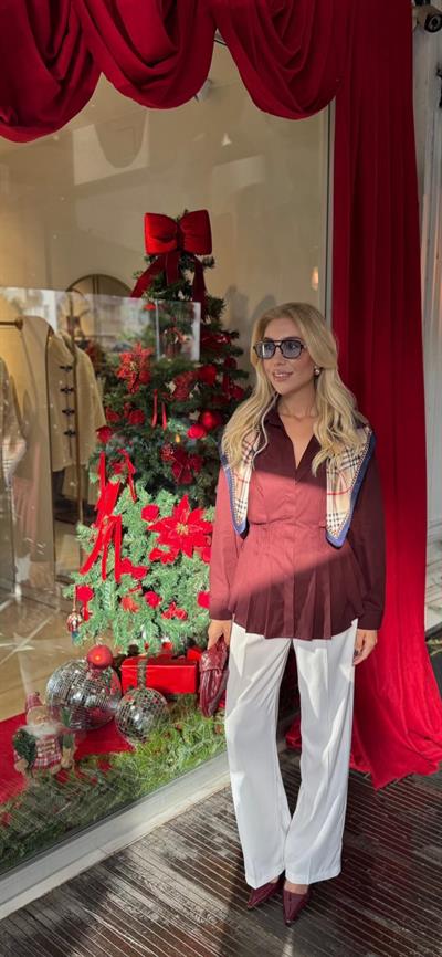 BORDO PİLİLİ POPLİN GÖMLEK