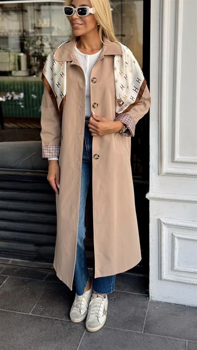 CAMEL KOL KATLAMALI TRENÇ