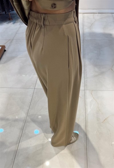 CAMEL PREMİUM BELİ LASTİKLİ DÜĞME DETAY PALAZZO PANTOLON 