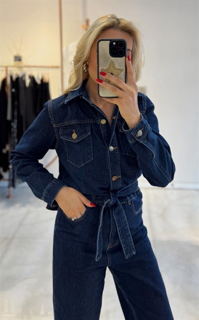 ÇIKARILABİLİR PELERİN DETAYLI KUŞAKLI TULUM