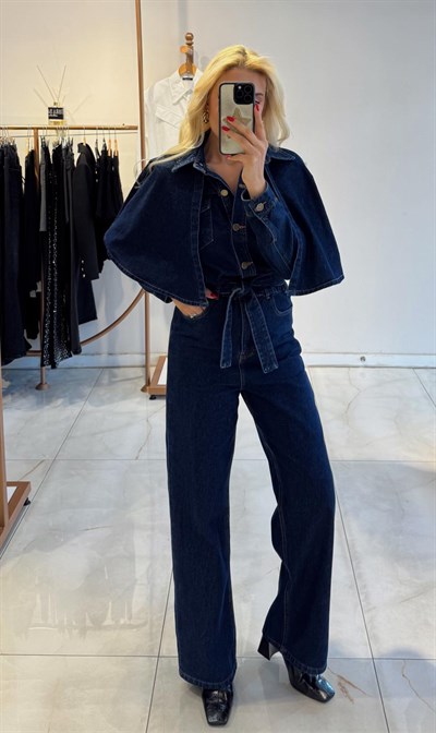 ÇIKARILABİLİR PELERİN DETAYLI KUŞAKLI TULUM