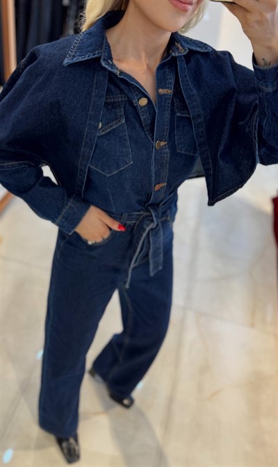 ÇIKARILABİLİR PELERİN DETAYLI KUŞAKLI TULUM