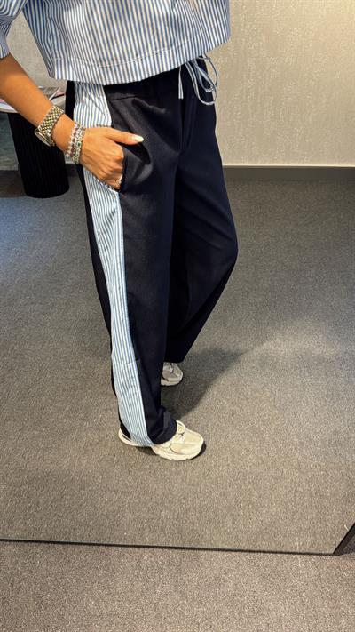 ÇİZGİLİ GÖMLEK PANTOLON TAKIM MAVİ