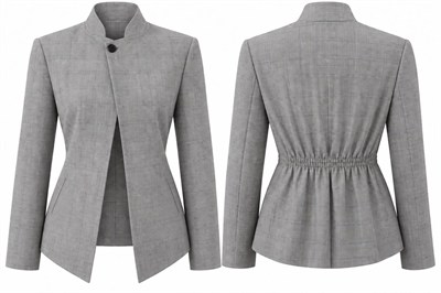 CORALİA GRİ EKOSE DİK YAKA DÜĞMELİ BLAZER CEKET