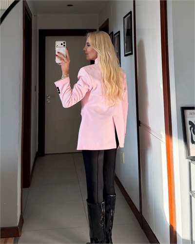 CORALİA PEMBE DİK YAKA DÜĞMELİ BLAZER CEKET