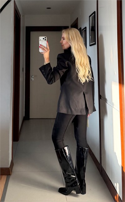 CORALİA SİYAH DİK YAKA DÜĞMELİ BLAZER CEKET