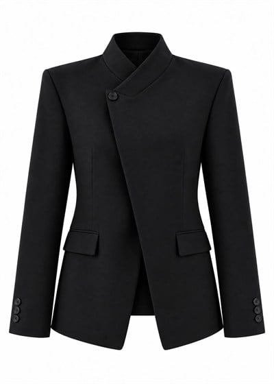 CORALİA SİYAH DİK YAKA DÜĞMELİ BLAZER CEKET