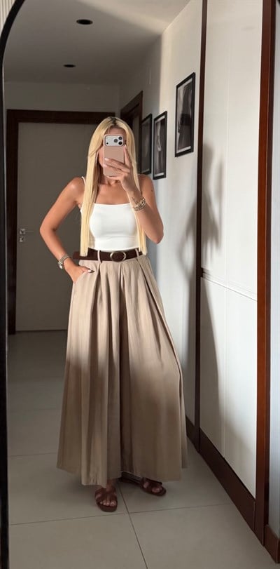 DALLY BEJ KEMERLİ PANTOLON