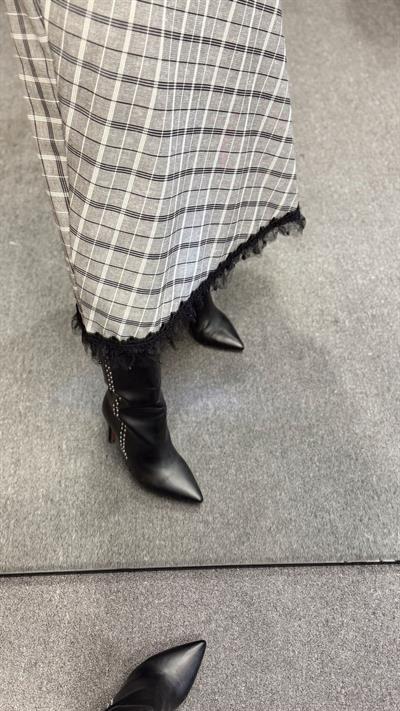 DANTEL DETAYLI EKOSE ETEK GRİ