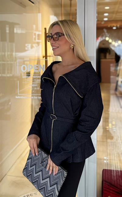 DENİM KEMERLİ GÖMLEK