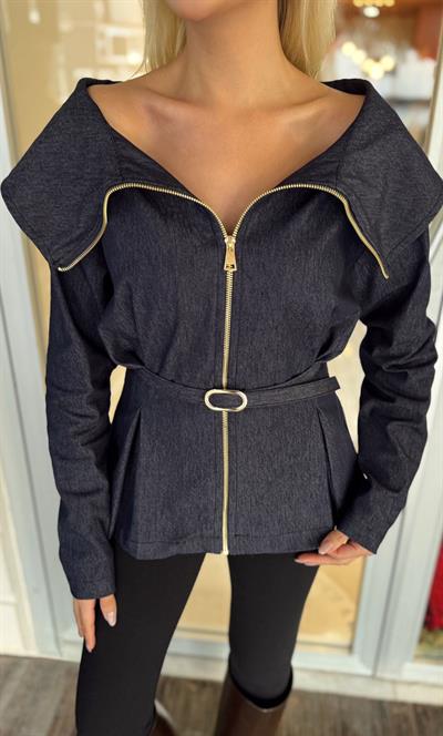 DENİM KEMERLİ GÖMLEK