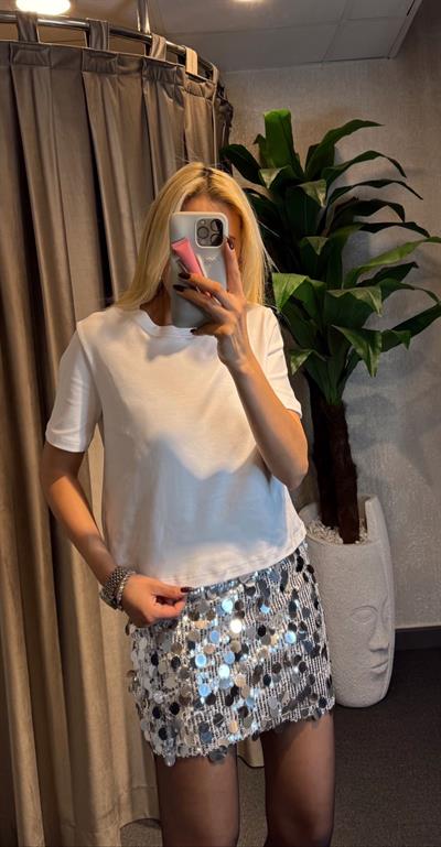 DİLVİN BİSİKLET YAKA PAMUKLU  TSHİRT BEYAZ