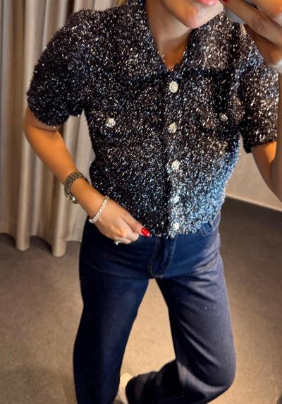 DİLVİN SİMLİ GOLD DÜĞMELİ POLO YAKA TRİKO HIRKA SİYAH