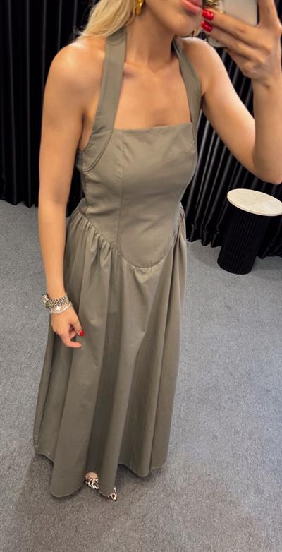 DİNA GLOP DETAYLI ELBİSE HAKİ