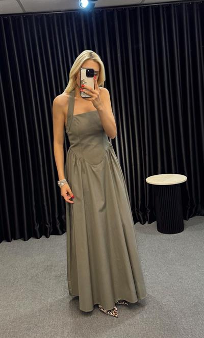 DİNA GLOP DETAYLI ELBİSE HAKİ