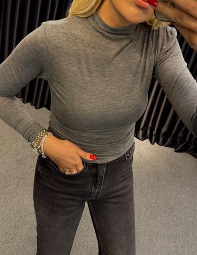 DRAPELİ YARIM BALIKÇI BLUZ ANTRASİT