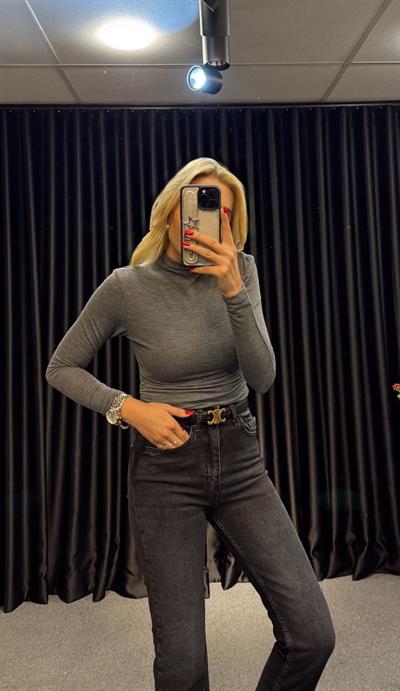 DRAPELİ YARIM BALIKÇI BLUZ ANTRASİT