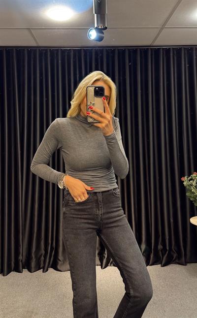 DRAPELİ YARIM BALIKÇI BLUZ ANTRASİT