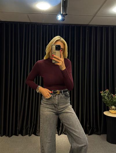 DRAPELİ YARIM BALIKÇI BLUZ BORDO