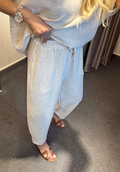 DÜŞÜK OMUZ KETEN TAKIM EKRU