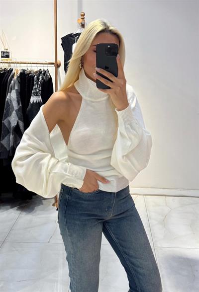 EKRU BOLERO DETAYLI TRİKO TAKIM