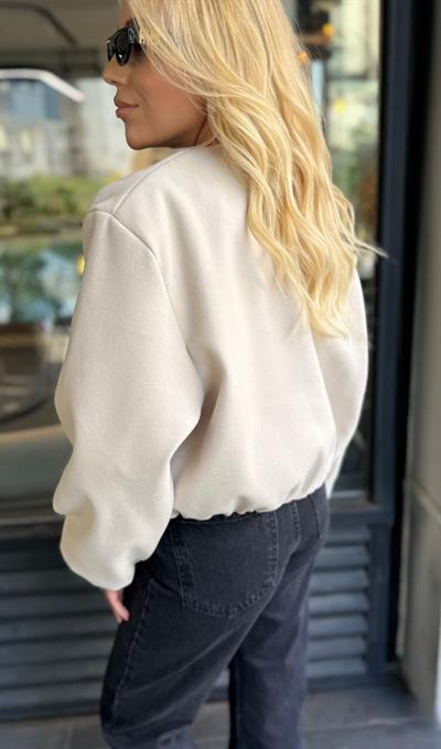 EKRU KAŞE BOMBER CEKET