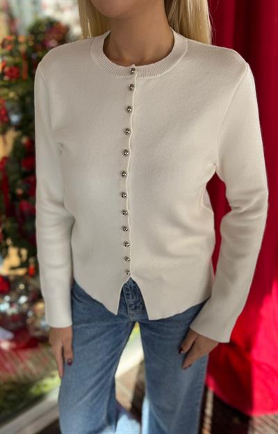 EKRU ÖNDEN GOLD DÜĞMELİ TRİKO HIRKA