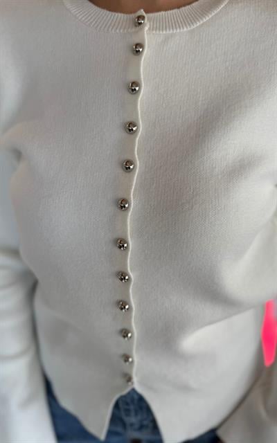 EKRU ÖNDEN GOLD DÜĞMELİ TRİKO HIRKA