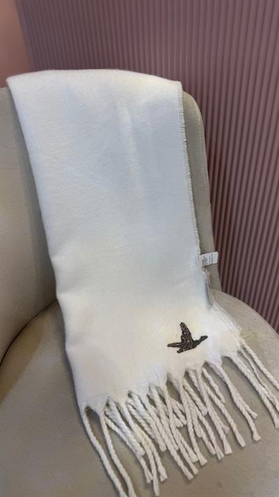 EKRU ORJ MARKA LOGO İŞLEMELİ ŞAL