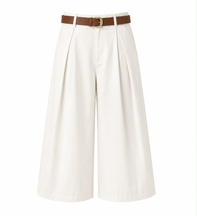 EKRU ZR MODEL KEMERLİ CULOTTE PANTOLON