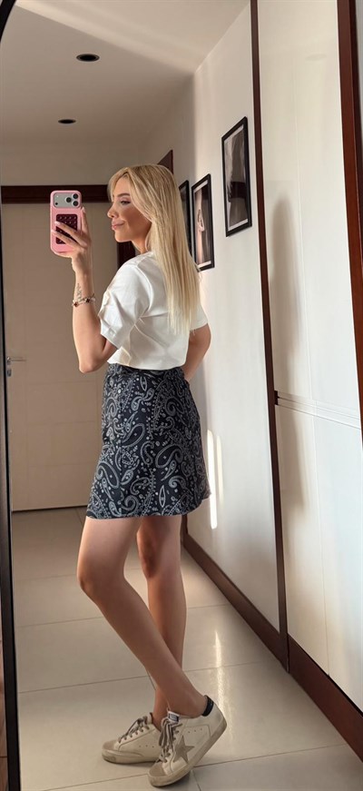 ETNİK DESEN DENİM ETEK