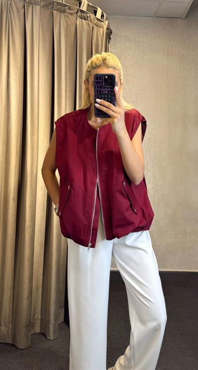 FERMUARLI YELEK BORDO