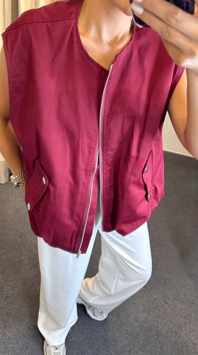 FERMUARLI YELEK BORDO